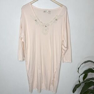 Vintage Gold Label Victorias Secret Peach/pink Cotton Nightgown Womens Large